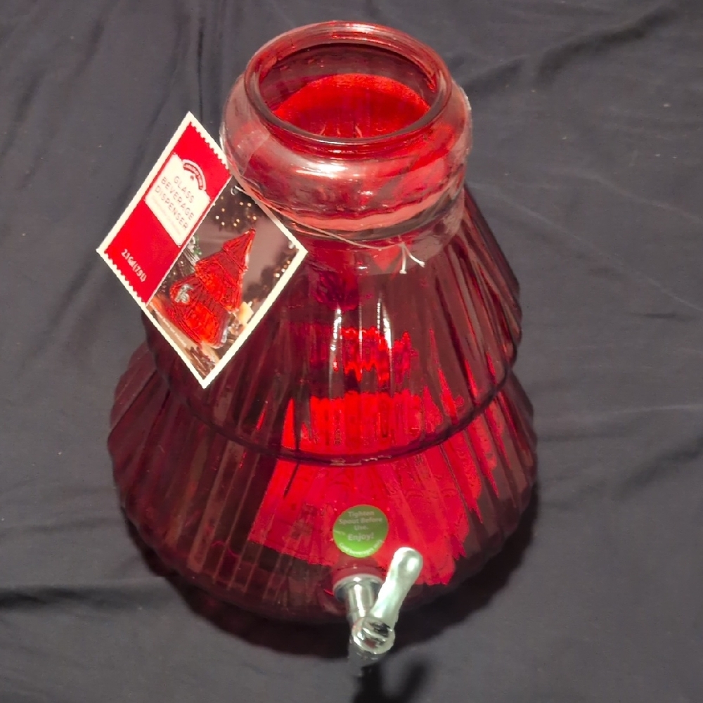 Red Glass Beverage Dispenser